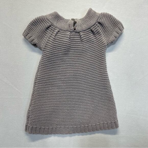 Knit Sweater Dress Flower Appliqué Genuine Kids By OshKosh gray Size 12 Months - Picture 2 of 7